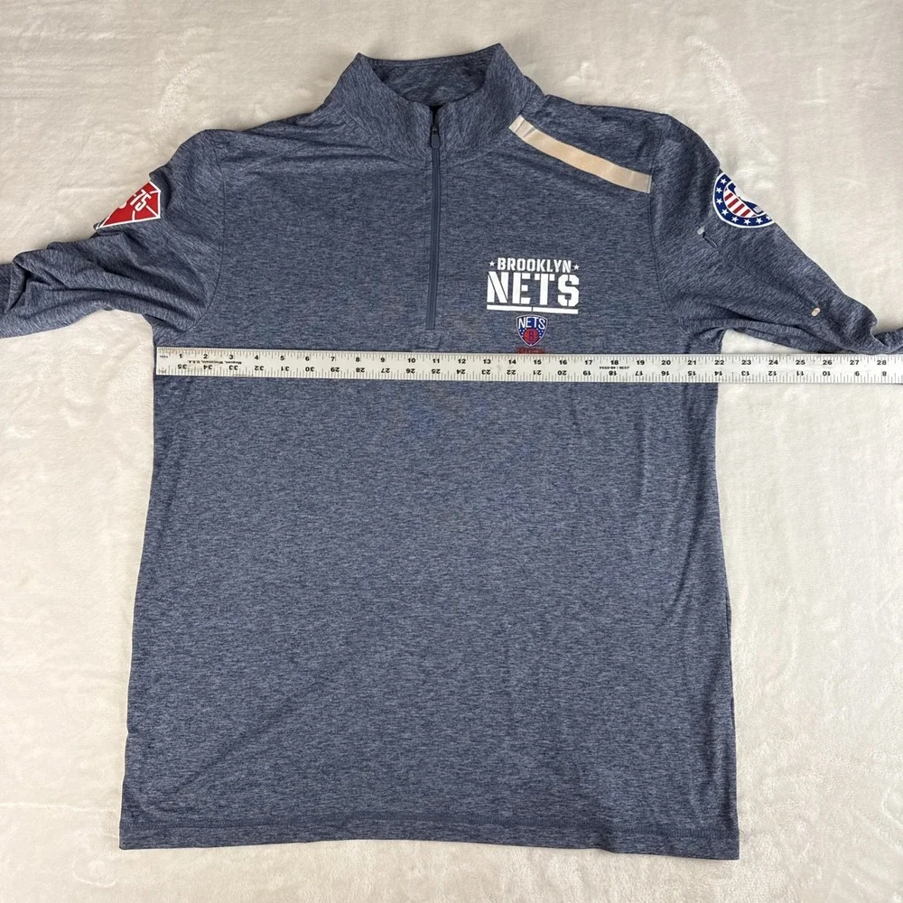 Fanatics Brooklyn Nets 1/4 Zip Pullover Mens L Gray NBA Long Sleeve Athletic Top